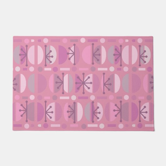 Boho Retro Bowls Lines Roze Deurmat (Voorkant)