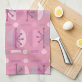 Boho Retro Bowls Lines Roze Theedoek (Quarter Fold)