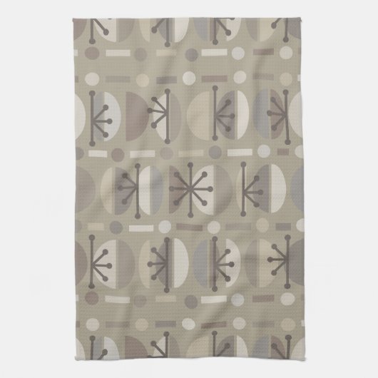 Boho Retro Bowls Lines Taupe Theedoek (Verticaal)