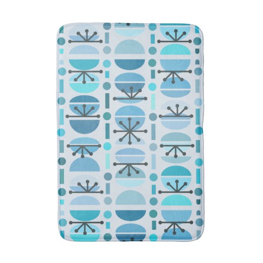 Boho Retro Bowls Lines Turquoise Badmat (Voorkant Verticaal)