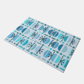 Boho Retro Bowls Lines Turquoise Deurmat (Schuin)