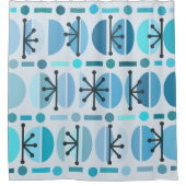 Boho Retro Bowls Lines Turquoise Douchegordijn (Voorkant)