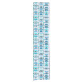 Boho Retro Bowls Lines Turquoise Korte Tafelloper (Voorkant)