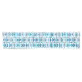 Boho Retro Bowls Lines Turquoise Korte Tafelloper (Horizontaal)