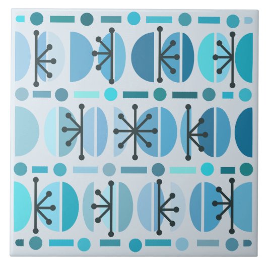 Boho Retro Bowls Lines Turquoise Tegeltje (Voorkant)