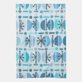 Boho Retro Bowls Lines Turquoise Theedoek (Verticaal)