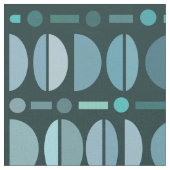 Boho Retro Bowls Pattern Blauwgroen Stof (Close Up)