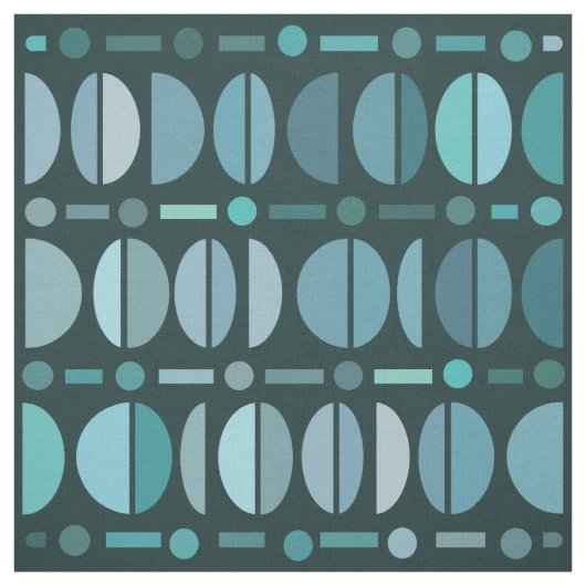 Boho Retro Bowls Pattern Blauwgroen Stof (Swatch)