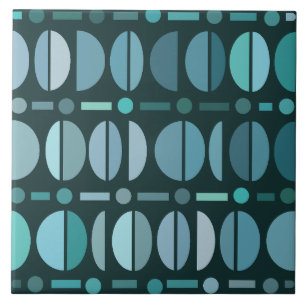 Boho Retro Bowls Pattern Blauwgroen Tegeltje