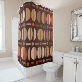 Boho Retro Bowls Pattern Dark Earth Tones Douchegordijn (In situ)