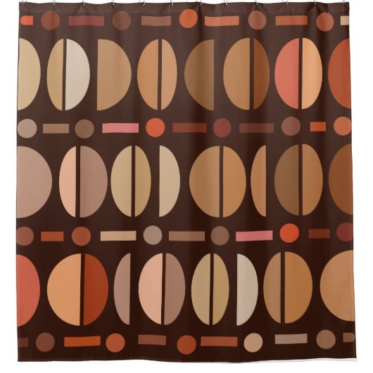 Boho Retro Bowls Pattern Dark Earth Tones Douchegordijn (Voorkant)