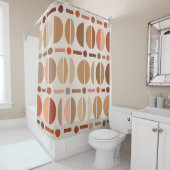 Boho Retro Bowls Pattern Light Earth Tones Douchegordijn (In situ)