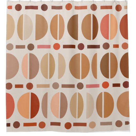 Boho Retro Bowls Pattern Light Earth Tones Douchegordijn (Voorkant)