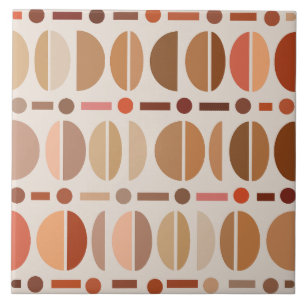 Boho Retro Bowls Pattern Light Earth Tones Tegeltje