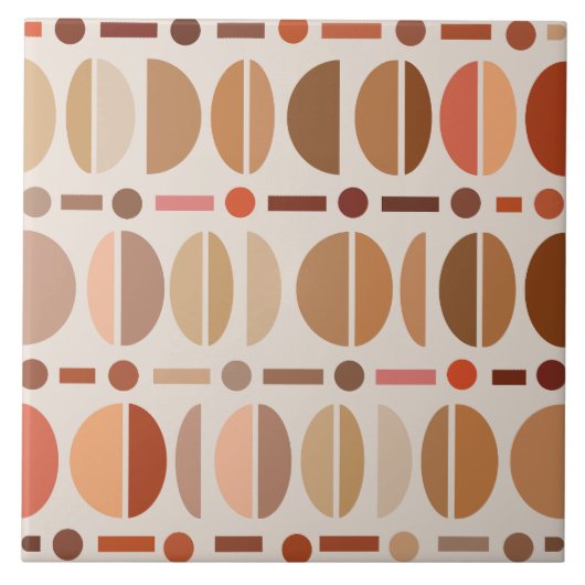 Boho Retro Bowls Pattern Light Earth Tones Tegeltje (Voorkant)