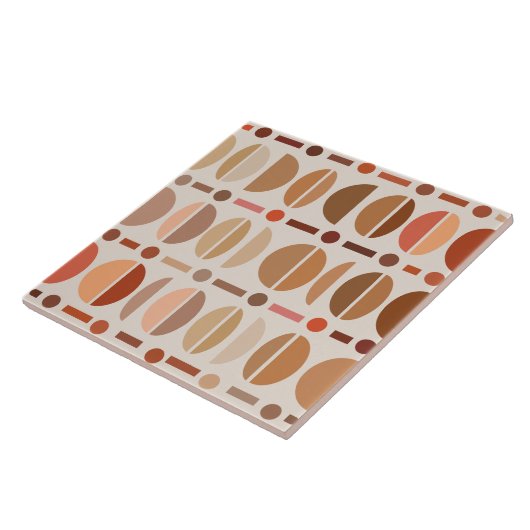 Boho Retro Bowls Pattern Light Earth Tones Tegeltje (Zijkant)