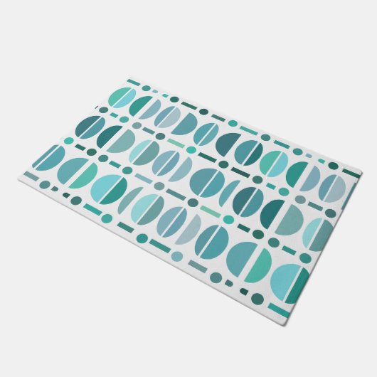 Boho Retro Bowls Pattern Turquoise Deurmat (Schuin)