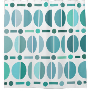 Boho Retro Bowls Pattern Turquoise Douchegordijn