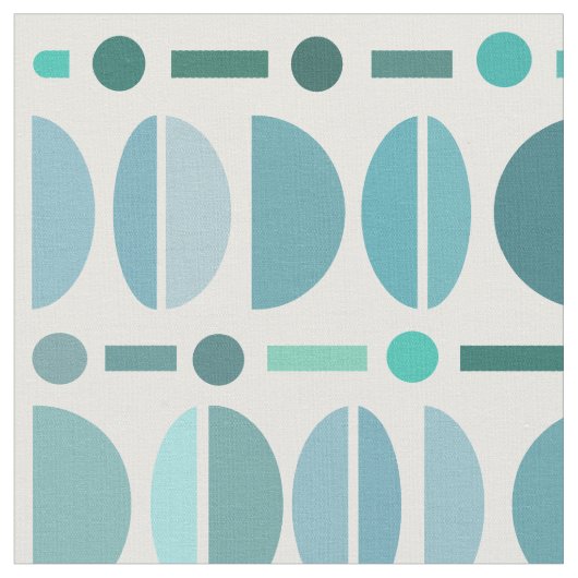 Boho Retro Bowls Pattern Turquoise Stof (Close Up)
