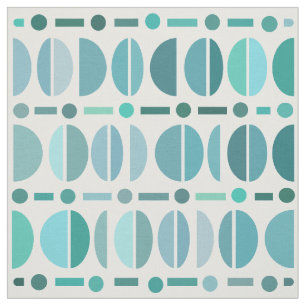 Boho Retro Bowls Pattern Turquoise Stof