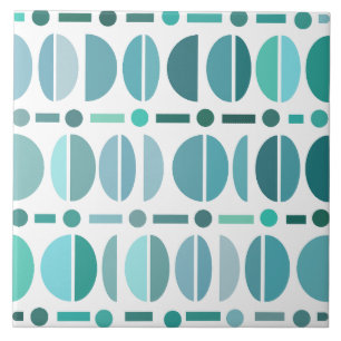 Boho Retro Bowls Pattern Turquoise Tegeltje