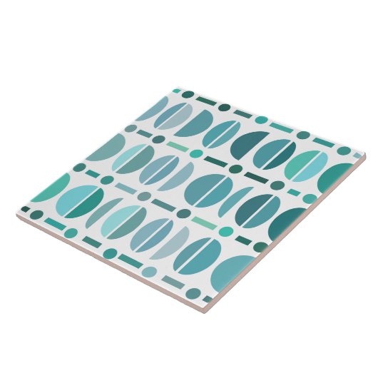 Boho Retro Bowls Pattern Turquoise Tegeltje (Zijkant)