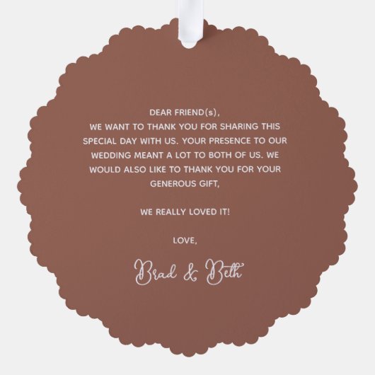 Boho Retro bruiloft dank u fotopapier Ornament (Achterkant)