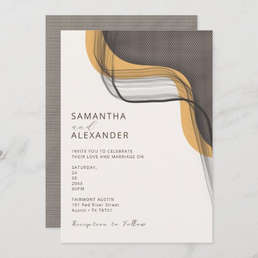 Boho Retro Casual Rundard Wedding Kaart (Voorkant / Achterkant)