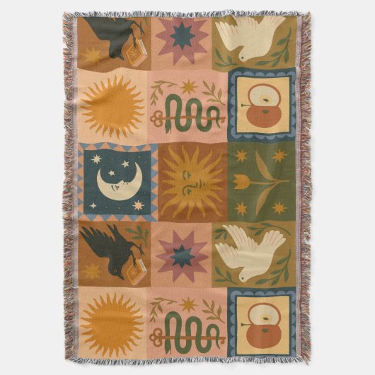 Boho Retro Celestial Sun Moon Deken (Voorkant Verticaal)