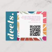 Boho Retro Chic Kleurrijke Bloemen Bruiloft Detail Informatiekaartje (Voorkant)