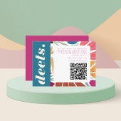 Boho Retro Chic Kleurrijke Bloemen Bruiloft Detail Informatiekaartje