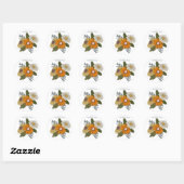 Boho retro daisies oranje geel ronde sticker (Vel)