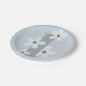 Boho Retro Daisy 1e Blauwe Groovy Verjaardag Papieren Bordje (Gekanteld)