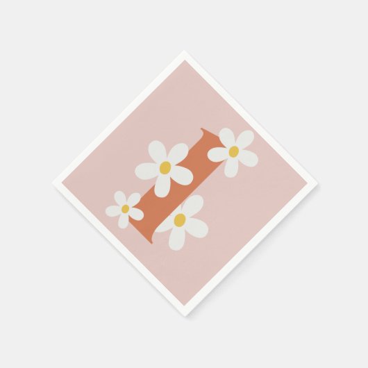 Boho Retro Daisy 1e Groovy Verjaardag Servet (Hoek)