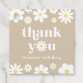 Boho Retro Daisy 1e Verjaardag Bedankjes Labels (Voorkant)