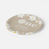 Boho Retro Daisy 1e Verjaardag Papieren Bordje (Gekanteld)