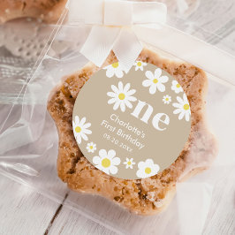 Boho Retro Daisy 1e Verjaardag Ronde Sticker