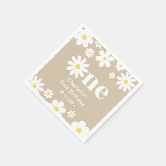 Boho Retro Daisy 1e Verjaardag Servet (Hoek)