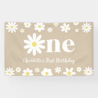 Boho Retro Daisy 1e Verjaardag Spandoek