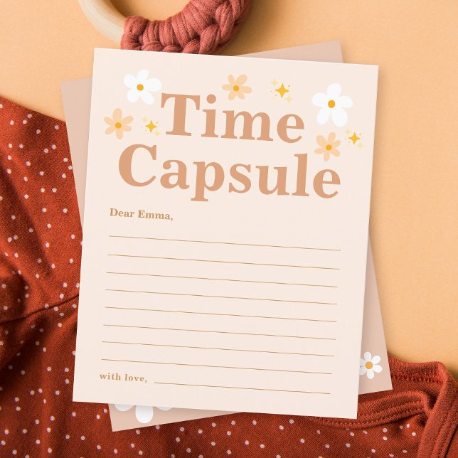 Boho Retro Daisy 1e Verjaardag Tijd Capsule kaart (Creator heeft geüpload)