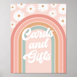 Boho Retro Daisy Birthday Cards and Gifts Sign Poster
