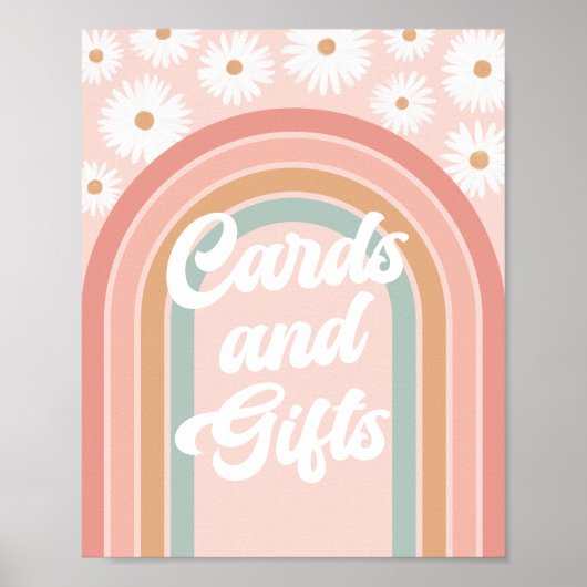 Boho Retro Daisy Birthday Cards and Gifts Sign Poster (Voorkant)