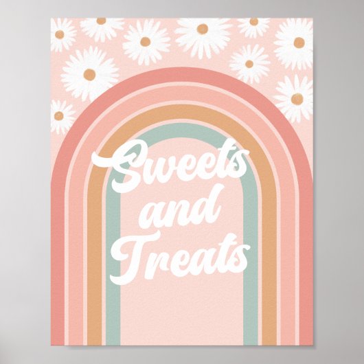 Boho Retro Daisy Birthday Sweets and Treatment Sig Poster (Voorkant)