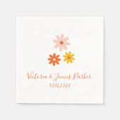 Boho Retro Daisy Couples Name Wedding Napkins Servet (Voorkant)