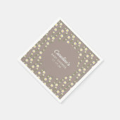 Boho Retro Daisy Floral Taupe Custom Baby shower Servet (Hoek)