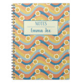 Boho Retro Daisy Flowers Gepersonaliseerd met Naam Notitieboek (Voorkant)