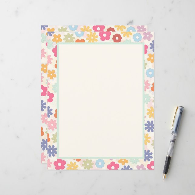 Boho Retro Daisy Flowers, zomer 70 (Voorkant / Achterkant in situ)