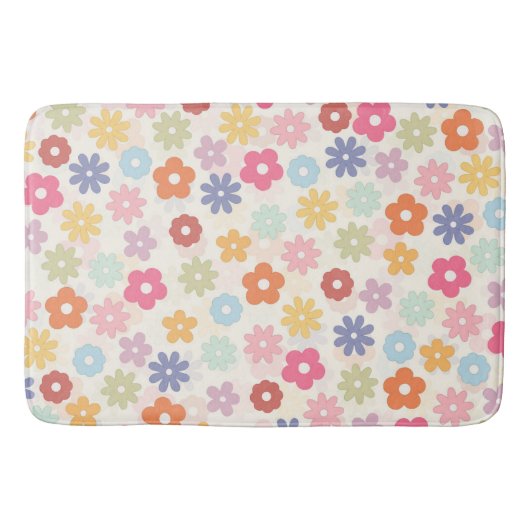 Boho Retro Daisy Flowers, zomer 70 Badmat (Voorkant)