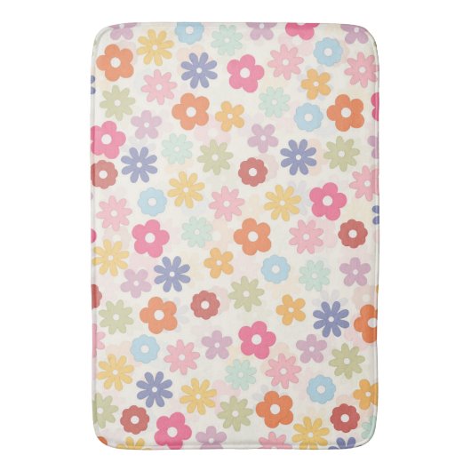 Boho Retro Daisy Flowers, zomer 70 Badmat (Voorkant Verticaal)