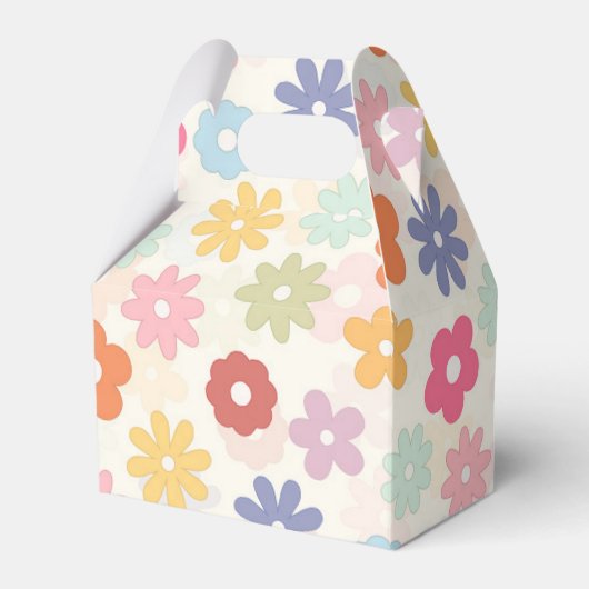 Boho Retro Daisy Flowers, zomer 70 Bedankdoosjes (Voorkant Zijde)